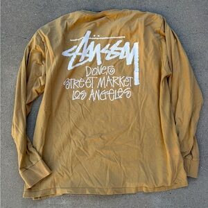 Stussy Men's Mustard Yellow Dover St Market LA Long Sleeve Tee